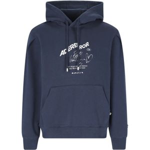 Ader Error, Sweatshirts & Hoodies, Dames, Blauw, S, Katoen, Blauwe Katoenen Hoodie met Logo Print
