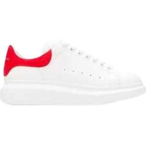Alexander McQueen, Schoenen, Heren, Wit, 42 1/2 EU, Leer, Witte Oversized Sneakers met Rode Detail