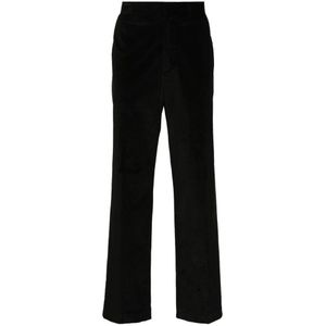 Tagliatore, Zwarte Corduroy Straight Leg Broek Zwart, Heren, Maat:S