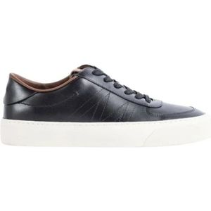 Moncler, Schoenen, Heren, Zwart, 41 EU, Leer, Zwarte Lage Top Leren Sneakers