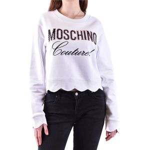 Moschino, Sweatshirts & Hoodies, Dames, Wit, S, Leer, Witte Ss 22 Dames Sweatshirts met Gommino Loafers