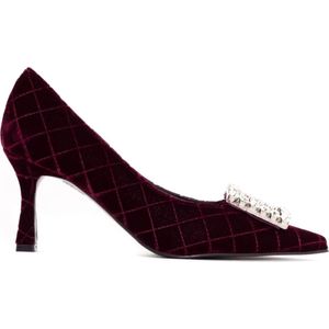 Roberto Festa, Schoenen, Dames, Rood, 37 1/2 EU, Gestikte Velvet Lilly Pumps Bordeaux