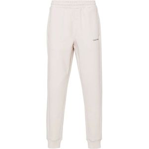 Calvin Klein, Broeken, Heren, Beige, S, Katoen, Beige Trainingsbroeken Comfort Fit Trekkoord Taille