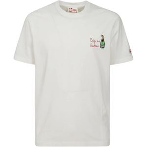 MC2 Saint Barth, Tops, Heren, Wit, S, Katoen, Portofino Wit Katoenen T-Shirt met Print