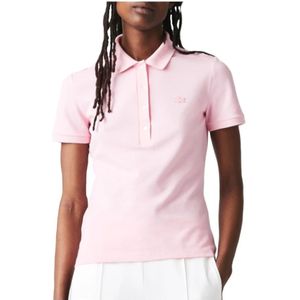 Lacoste, Dames Slim Fit Katoenen Piqué Polo Roze, Dames, Maat:M