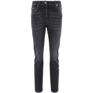 Brunello Cucinelli, Slim-fit Dames Jeans in Zwart Zwart, Dames, Maat:2XS