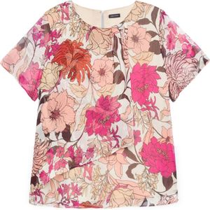 Fiorella Rubino, Blouses & Shirts, Dames, Veelkleurig, 5Xl, Polyester, Bloemen Crepe Blouse met Overlappende Voorkant