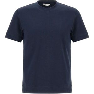 Paolo Pecora, Tops, Heren, Blauw, XL, Katoen, Heren Blauw Katoenen T-shirt met Logo Label