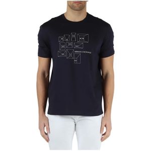 Armani Exchange, Tops, Heren, Blauw, S, Katoen, Regular Fit Pima Katoenen T-Shirt