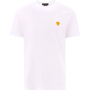 Versace, Stijlvolle Katoenen Crew-Neck T-Shirt Wit Bruin, Heren, Maat:S