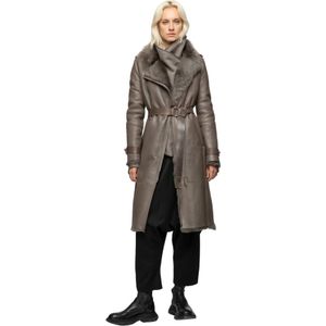 Vespucci by Vsp, Harmony - Nude Shearling Coat Grijs, Dames, Maat:XS