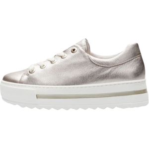 Gabor, Schoenen, Dames, Geel, 40 EU, Leer, Gouden Lage Platform Sneakers