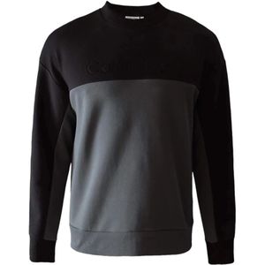 Calvin Klein, Sweatshirts & Hoodies, Heren, Zwart, L, Katoen, Gestructureerde Debossed Sweater Zwart