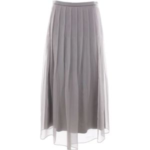 Brunello Cucinelli, Rokken, Dames, Grijs, S, Chiffon, Geplooide Grijze Chiffon Rok