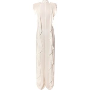 Alberta Ferretti, Witte Mouwloze Overall met Zijrits Wit, Dames, Maat:S