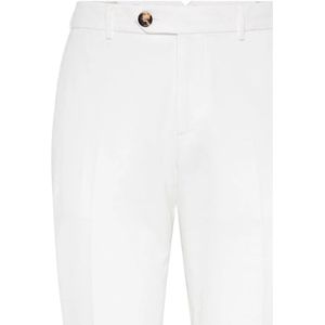 Brunello Cucinelli, Broeken, Heren, Wit, L, Katoen, Witte Katoenen Straight Leg Broek