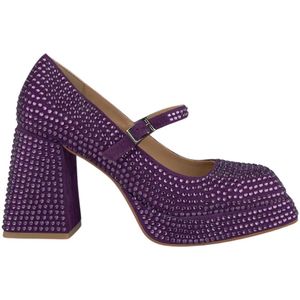 Alma EN Pena, Pumps met strass en vierkante neus Paars, Dames, Maat:39 EU