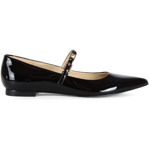 Guess, Schoenen, Dames, Zwart, 39 EU, Leer, Puntige Neus Patent Ballerina Flats