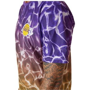 New Era, Tops, Heren, Veelkleurig, M, NBA L.A Lakers Teamkleur Waterprint T-shirt