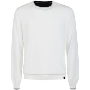 Fay, Sweatshirts & Hoodies, Heren, Wit, 2Xl, Katoen, Witte Trui - Regular Fit - Geschikt voor Koud Weer - 100% Katoen