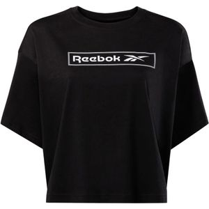 Reebok, Tops, Dames, Zwart, L, Grafisch Logo T-shirt