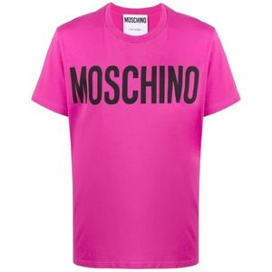 Moschino, Tops, Heren, Paars, S, Katoen, Lila Katoenen T-Shirt voor Heren