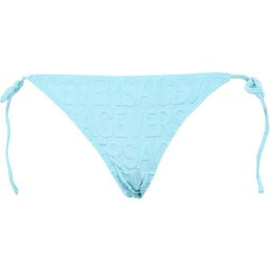 Versace, Badkleding, Dames, Blauw, M, Polyester, Jacquard Logo Tie Side Bikini Hipster