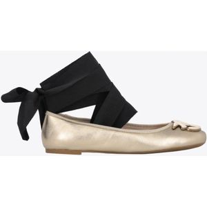 Pinko, Schoenen, Dames, Geel, 36 EU, Leer, Leren ballerina's met afneembare linten