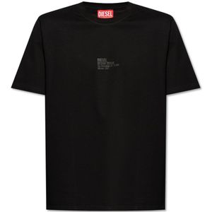 Diesel, Tops, Heren, Zwart, M, Katoen, T-Must-Slits-N2 T-shirt met logo