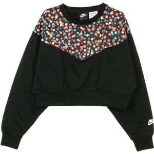 Nike, Korte Mouw Ronde Hals Bloemen Sweatshirt Zwart, Dames, Maat:L