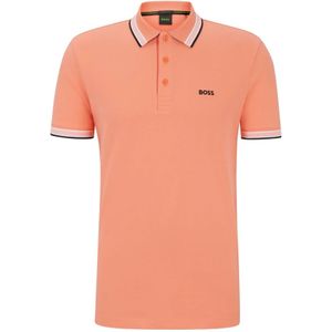 Hugo Boss, Tops, Heren, Oranje, 2Xl, Katoen, Oranje Polo Shirt Korte Mouw