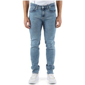 Calvin Klein Jeans, Jeans, Heren, Blauw, W32, Katoen, Skinny Fit Vijf-Pocket Jeans