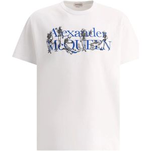 Alexander McQueen, Tops, Heren, Wit, M, Katoen, Skeleton Band T-Shirt