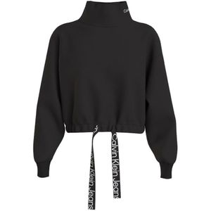 Calvin Klein Jeans, Fleece Sweatshirt met Hoge Kraag Zwart, Dames, Maat:L