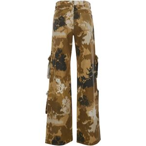 Blumarine, Broeken, Dames, Veelkleurig, 2Xs, Katoen, Cargo Patch Camo Print Broek