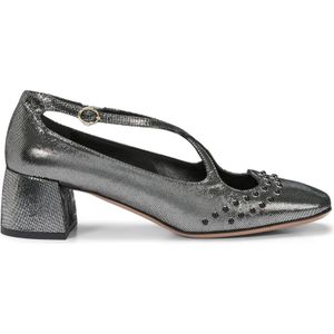 A. Bocca, Schoenen, Dames, Grijs, 41 EU, Leer, Zilveren Halfhak Pumps Stud Detailing