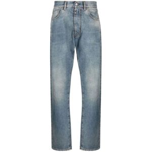Maison Margiela, Versleten straight-leg jeans Blauw, Dames, Maat:W25