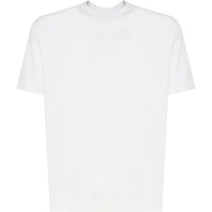 Emporio Armani, Tops, Heren, Wit, S, Katoen, Witte Katoenen T-shirt Ronde Hals Korte Mouwen