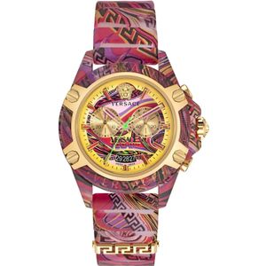 Versace, Siliconen Chrono Active Horloge Geel, unisex, Maat:ONE Size