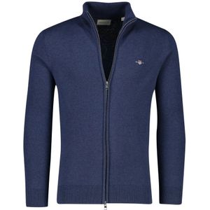 Gant, Sweatshirts & Hoodies, Heren, Blauw, M, Katoen, Effen donkerblauwe vest met opstaande kraag en rits