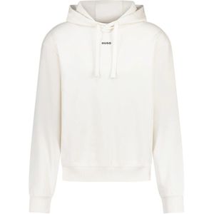 Hugo Boss, Katoenen hoodie met contrasterend logo Beige, Heren, Maat:L