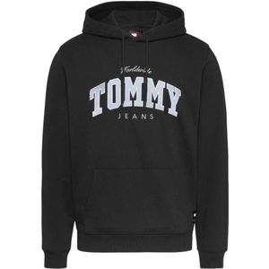 Tommy Hilfiger, Sweatshirts & Hoodies, Heren, Zwart, L, Klassieke Zwarte Varsity Sweatshirt