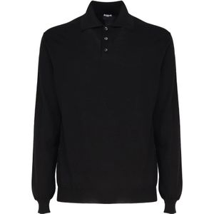 Malo, Zwart Poloshirt met Lange Mouwen Zwart, Heren, Maat:M