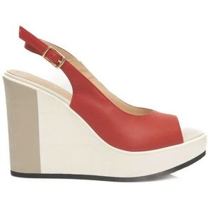 Cerruti 1881, Schoenen, Dames, Rood, 38 EU, Rode Leren Sleehak Sandaal