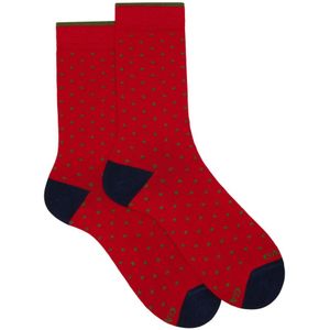 Gallo, Ondergoed, Heren, Veelkleurig, M, Katoen, Rode gestippelde korte katoenen sokken