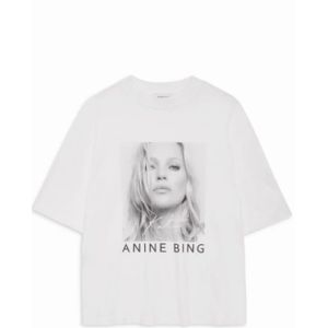 Anine Bing, Tops, Dames, Wit, L, Katoen, Kate Moss Avi Tee Oversized T-shirt