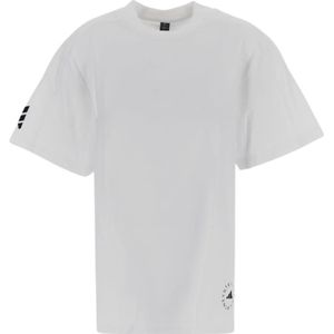 Adidas by Stella McCartney, Witte Logo T-shirt met korte mouwen Wit, Dames, Maat:L