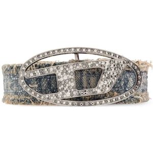 Diesel, Accessoires, Dames, Blauw, 80 CM, Denim, Denim Riem B-1Dr Strass