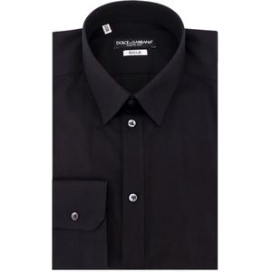 Dolce & Gabbana, Overhemden, Heren, Zwart, M, Katoen, Zwarte Katoenen Shirt met Slim Fit