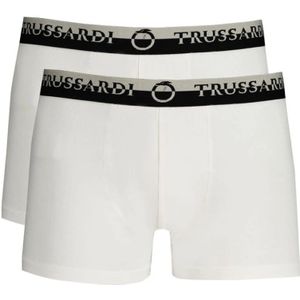 Trussardi, Ondergoed, Heren, Wit, 2Xl, Katoen, Katoenen Boxershorts, Elastische Taille, Logo Print